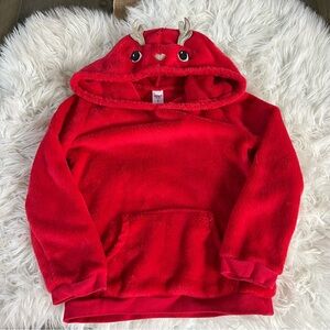 Carter's Red Cozy Reindeer Pullover Hoodie Sweatshirt